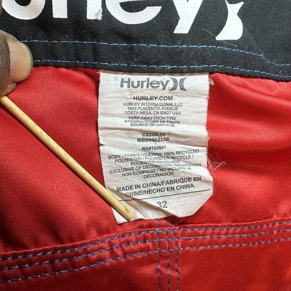 Hurley Men's Red Swimming Trunks Board Shorts Size 32 - Picture 11 of 11